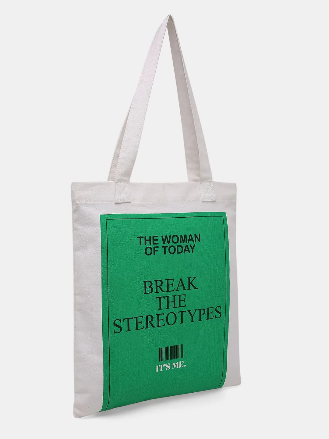 White Slogan Print Tote Bag - Image 3