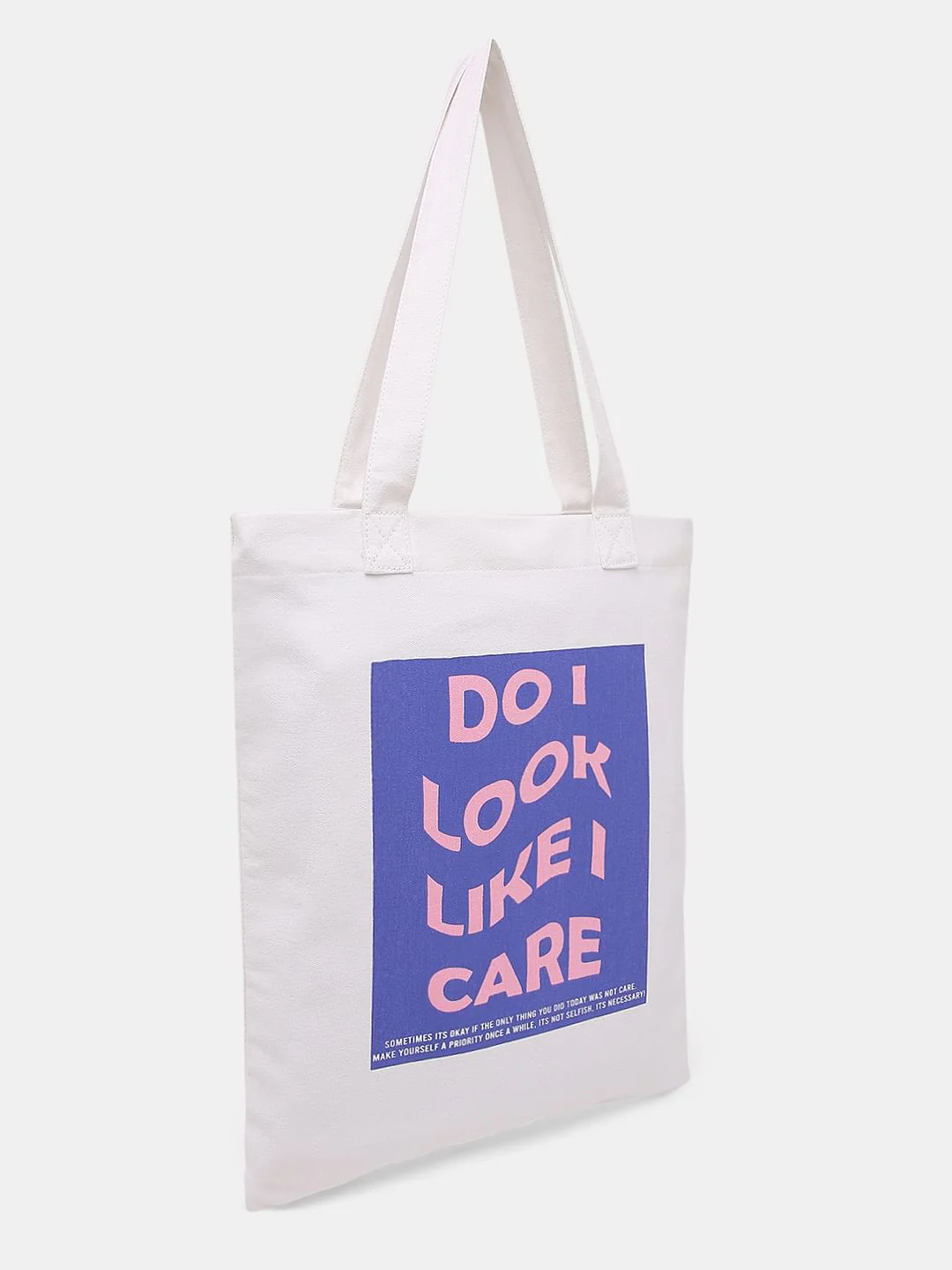 White Slogan Print Tote Bag - Image 3