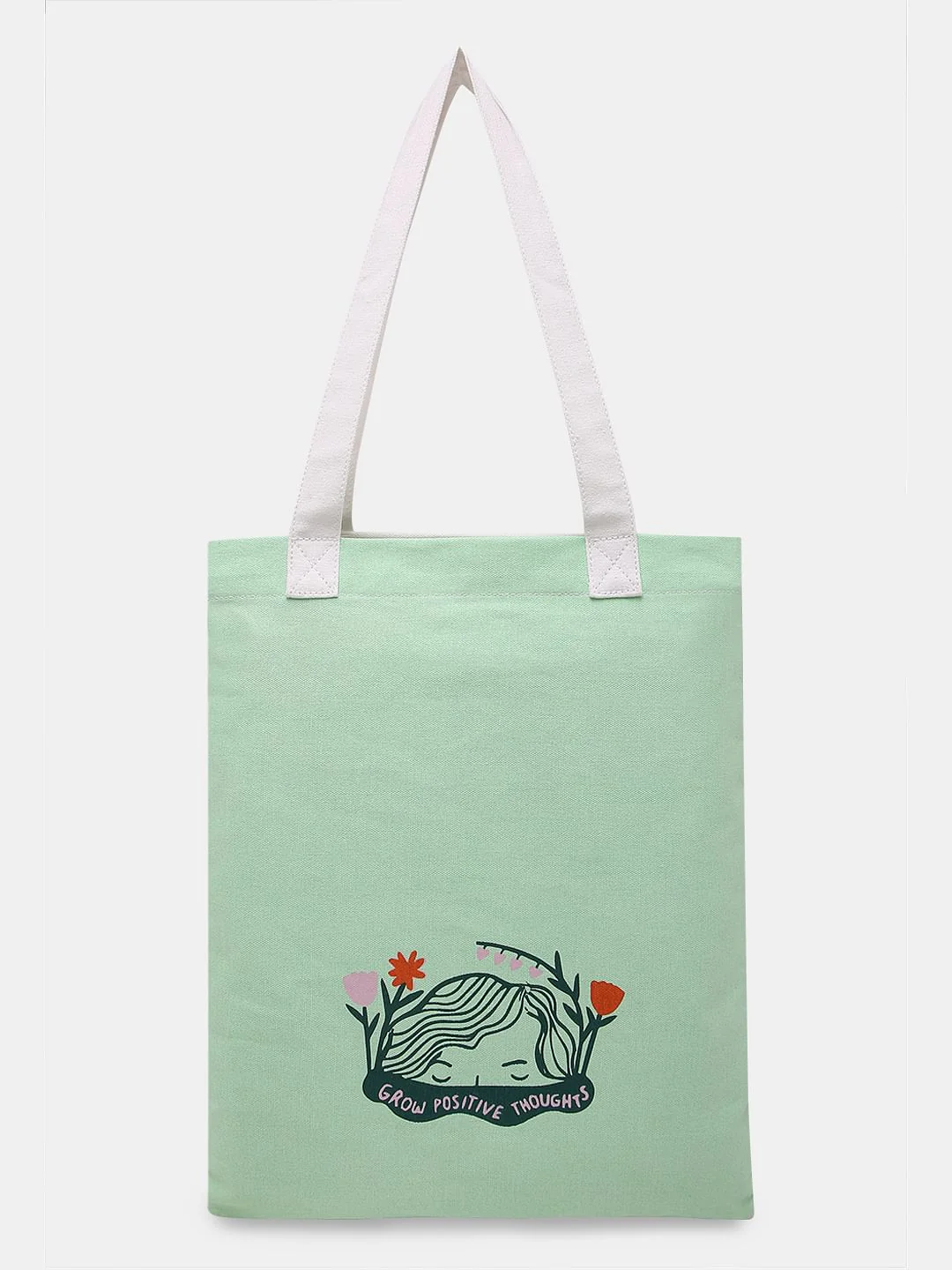 Pastel Green Printed Tote Bag - Image 2