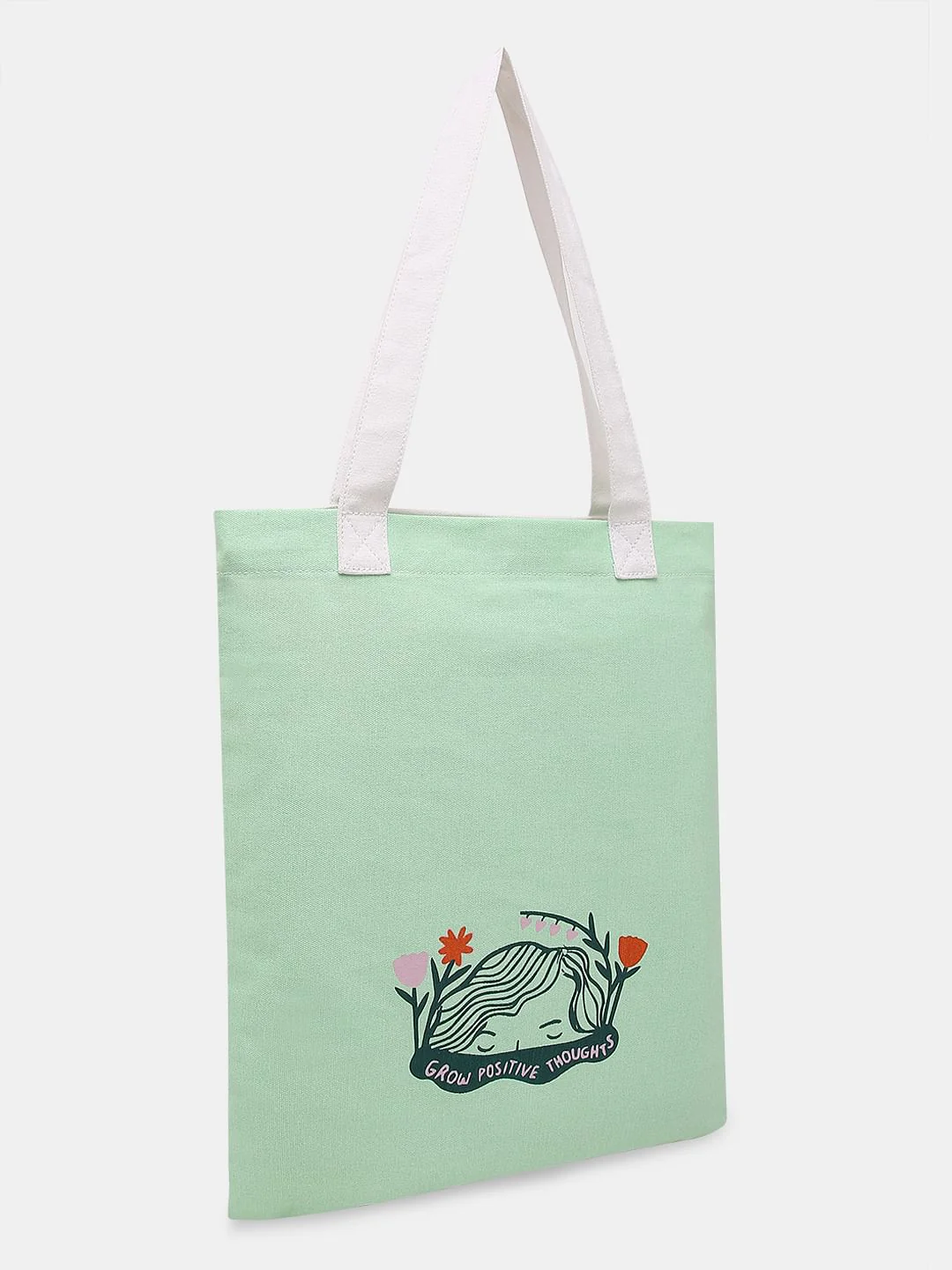 Pastel Green Printed Tote Bag - Image 3