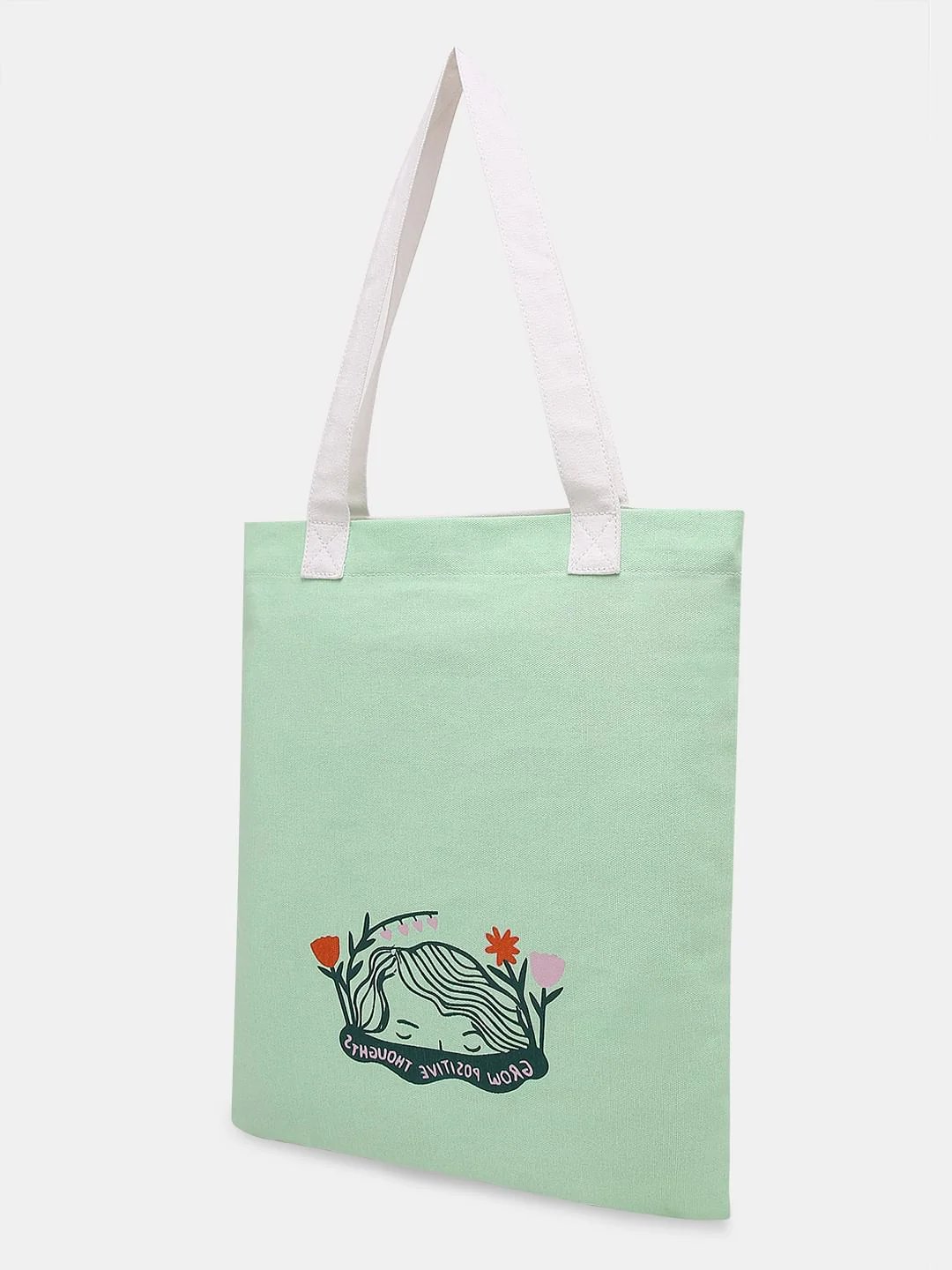 Pastel Green Printed Tote Bag - Image 4