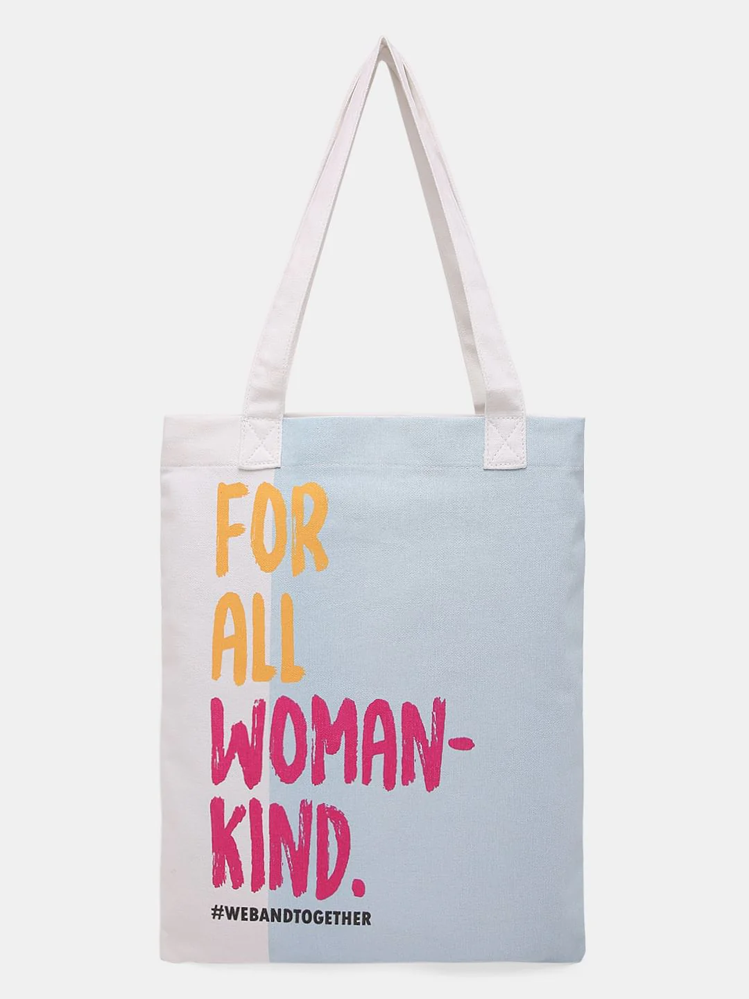 White Colourblocked Tote Bag - Image 2