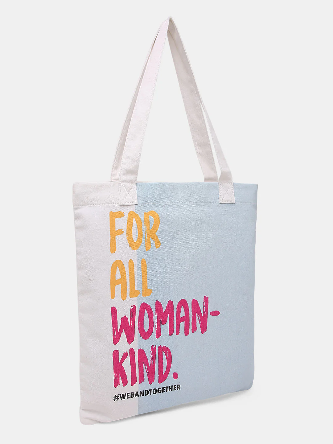 White Colourblocked Tote Bag - Image 3