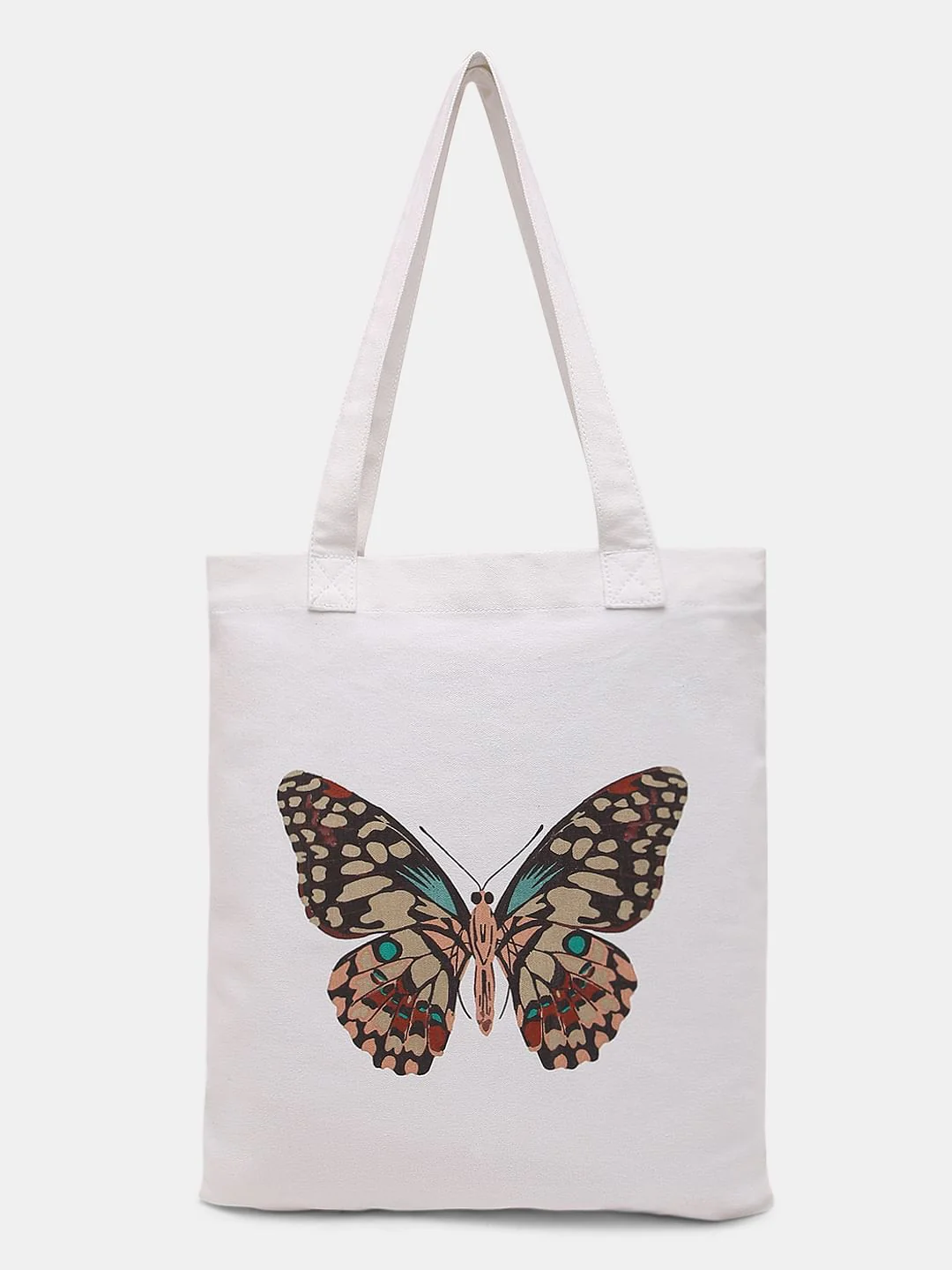 White Butterfly Print Tote Bag - Image 2