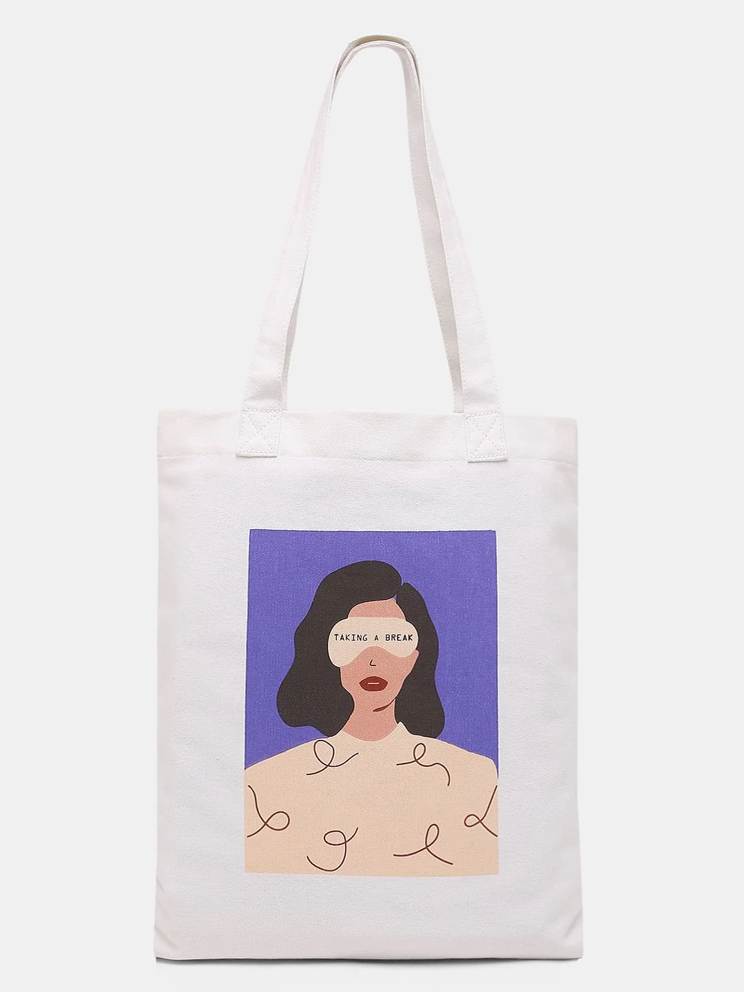 White Graphic Print Tote Bag - Image 2
