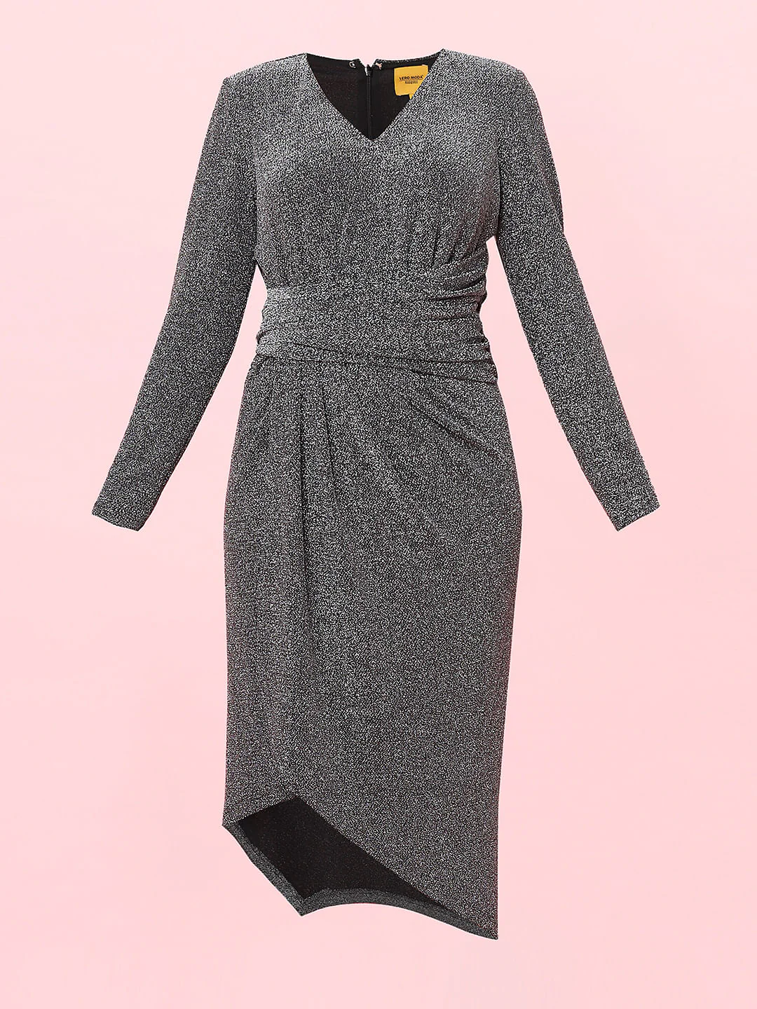 Marquee Black Shimmer Draped Dress - Image 7