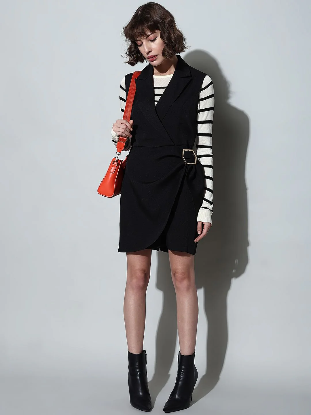 Black Front Wrap Playsuit
