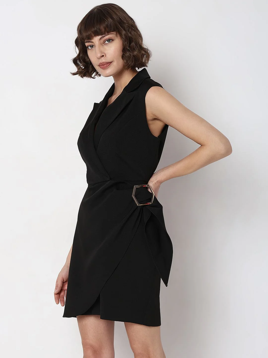 Black Front Wrap Playsuit - Image 3