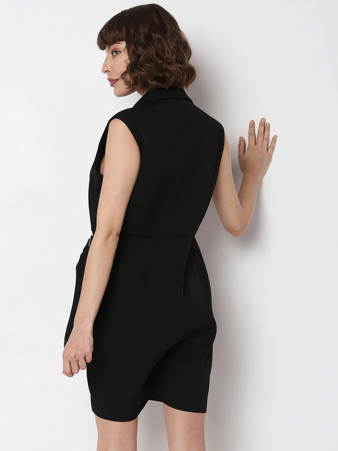 Black Front Wrap Playsuit - Image 4