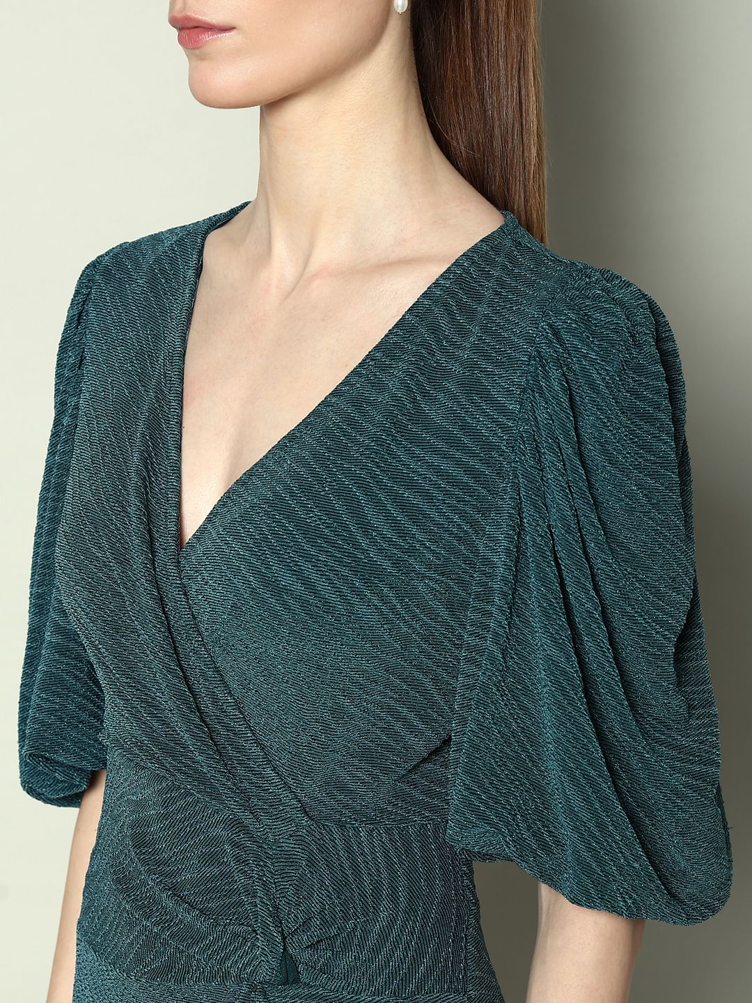 Marquee Green Lurex Bodycon Midi Dress - Image 6