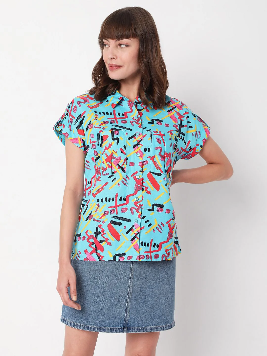 Blue Abstract Print Shirt - Image 2