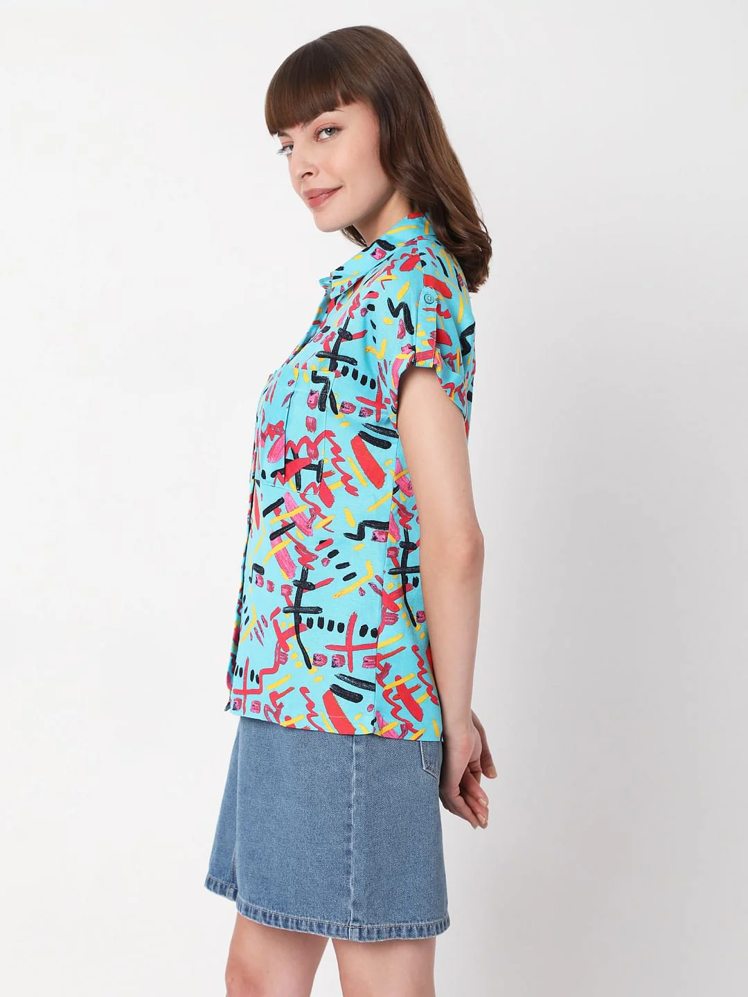 Blue Abstract Print Shirt - Image 3