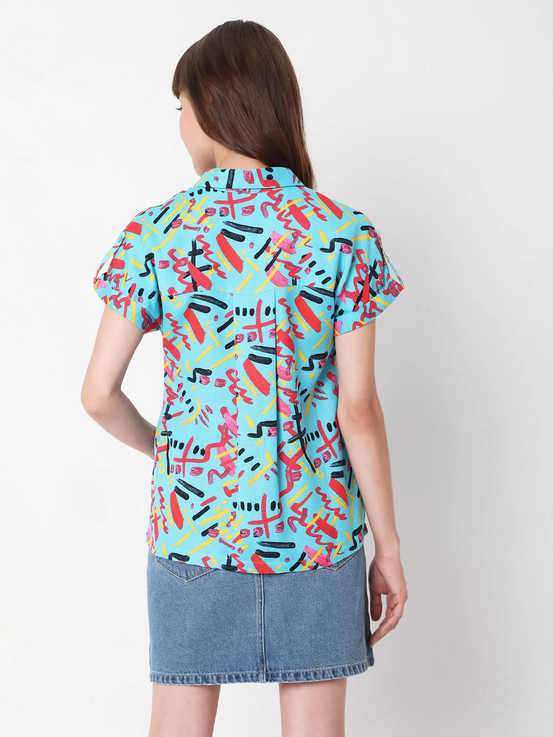 Blue Abstract Print Shirt - Image 4