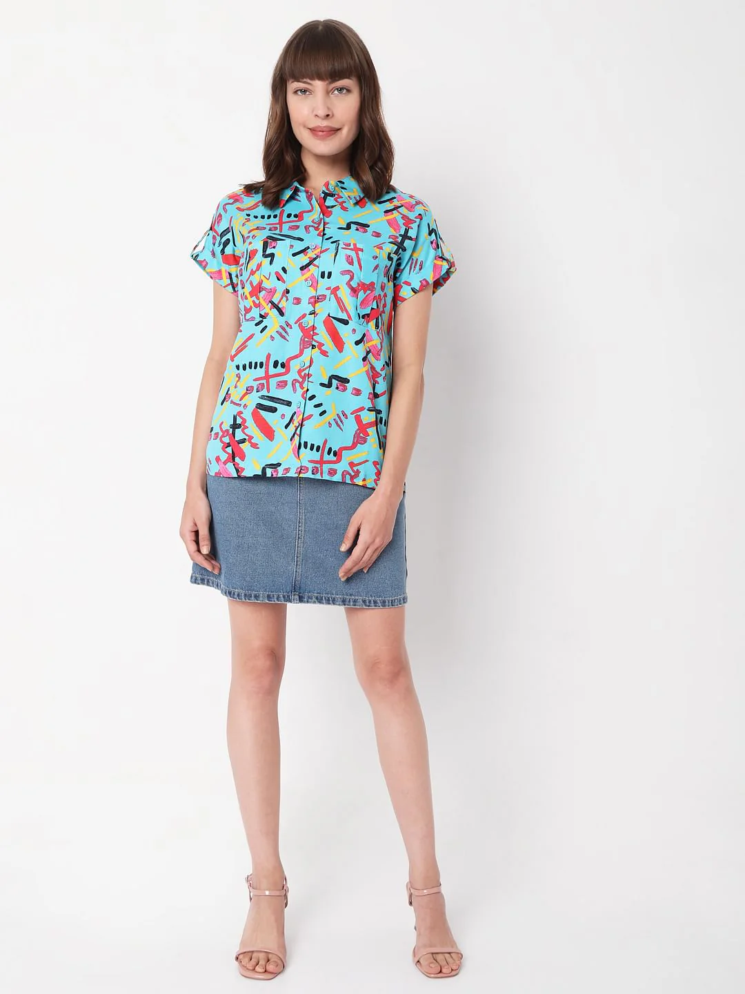 Blue Abstract Print Shirt - Image 5