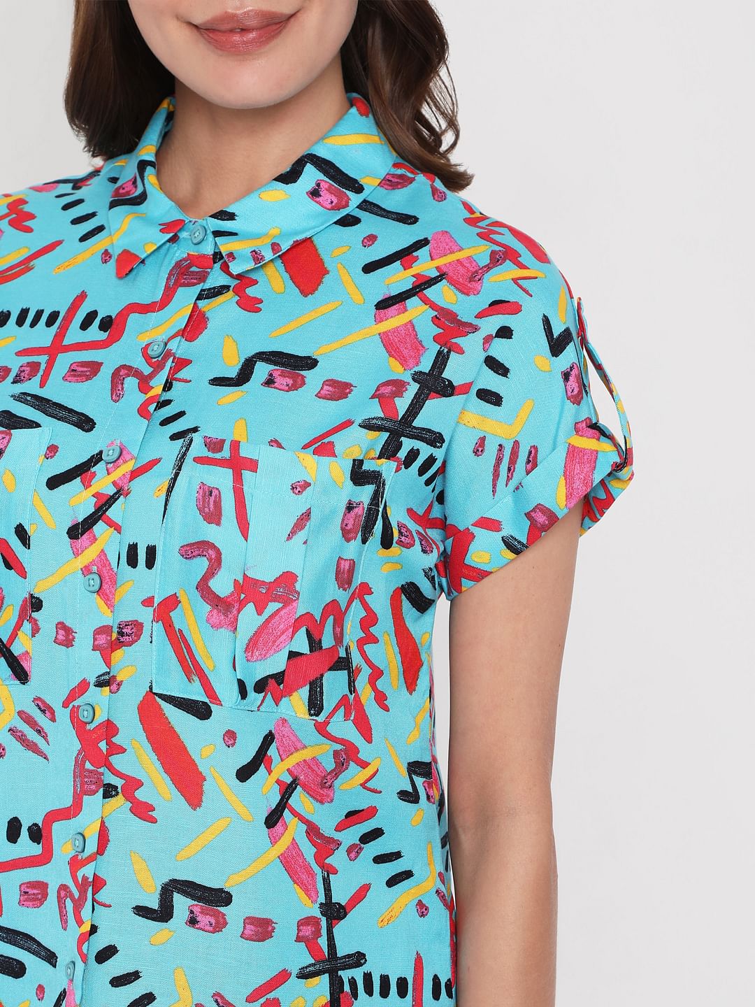 Blue Abstract Print Shirt - Image 6