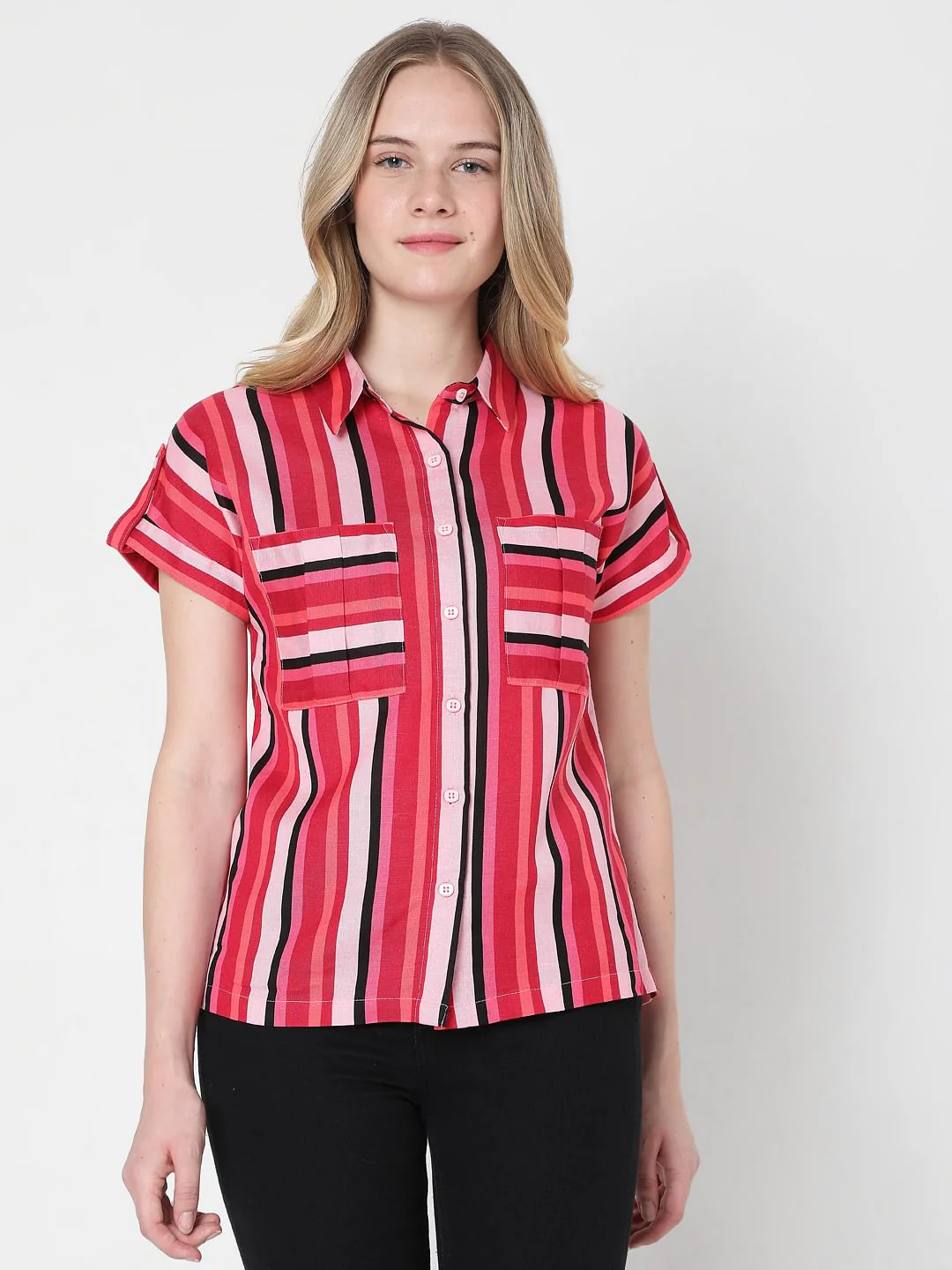 Red & Pink Striped Shirt - Image 2