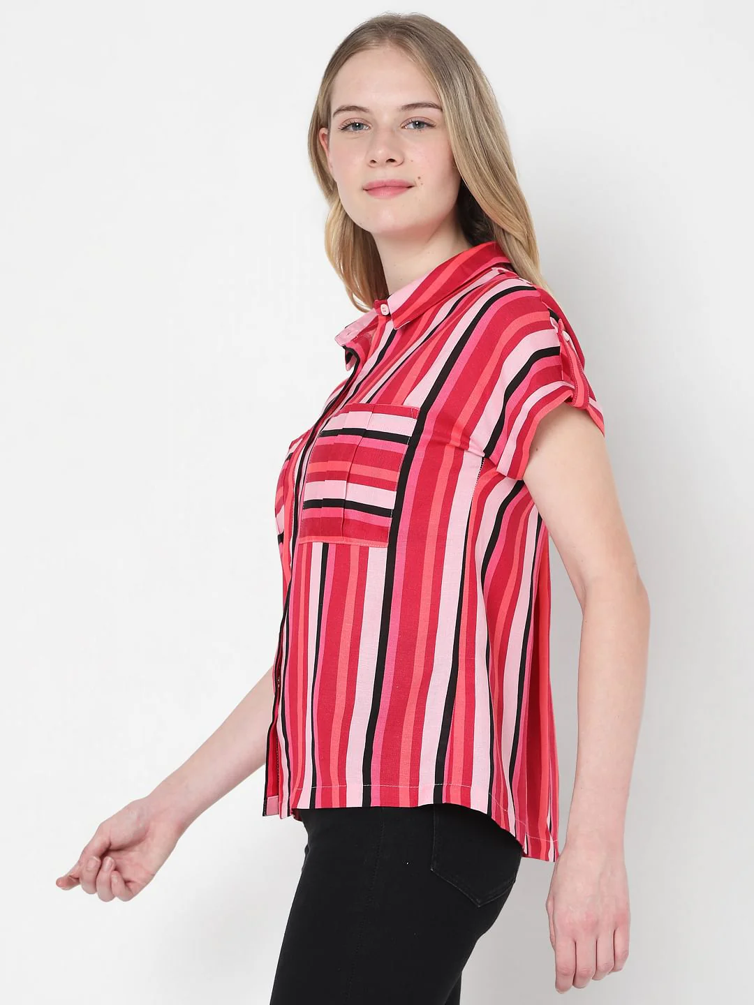 Red & Pink Striped Shirt - Image 3