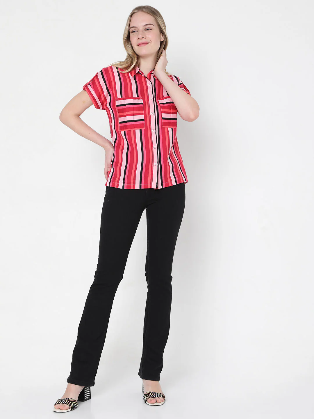 Red & Pink Striped Shirt - Image 5