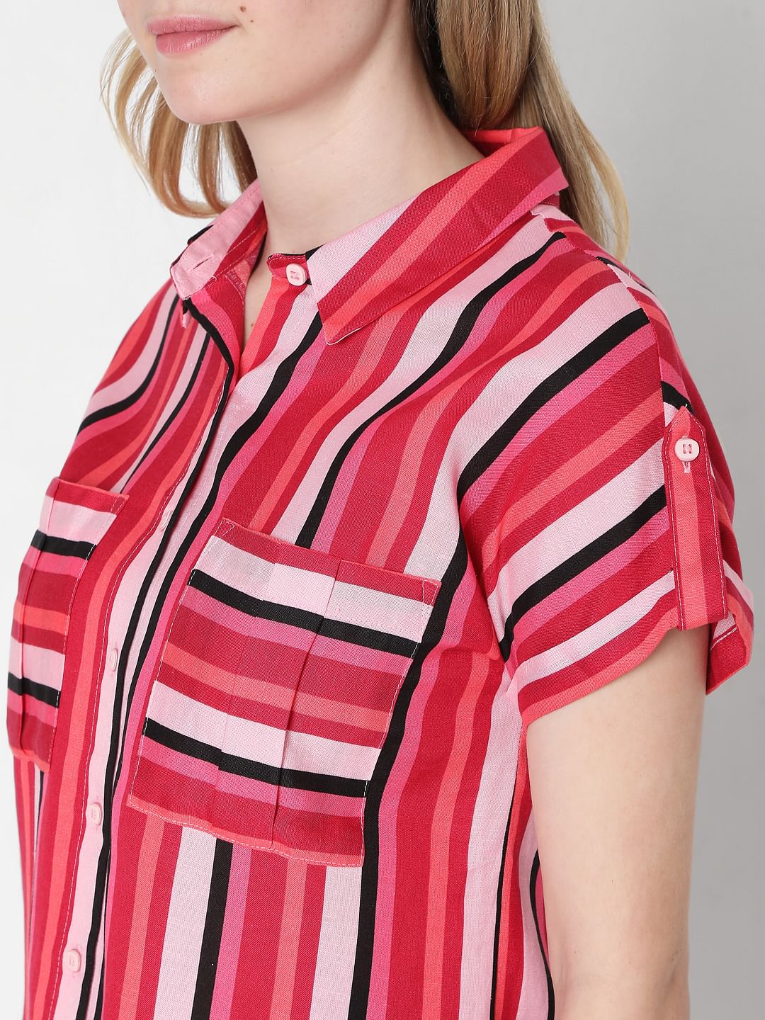 Red & Pink Striped Shirt - Image 6