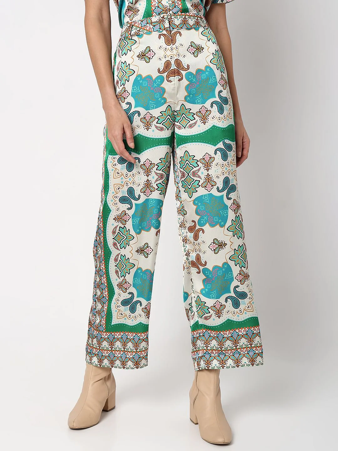 Blue High Rise Abstract Print Pants - Image 2