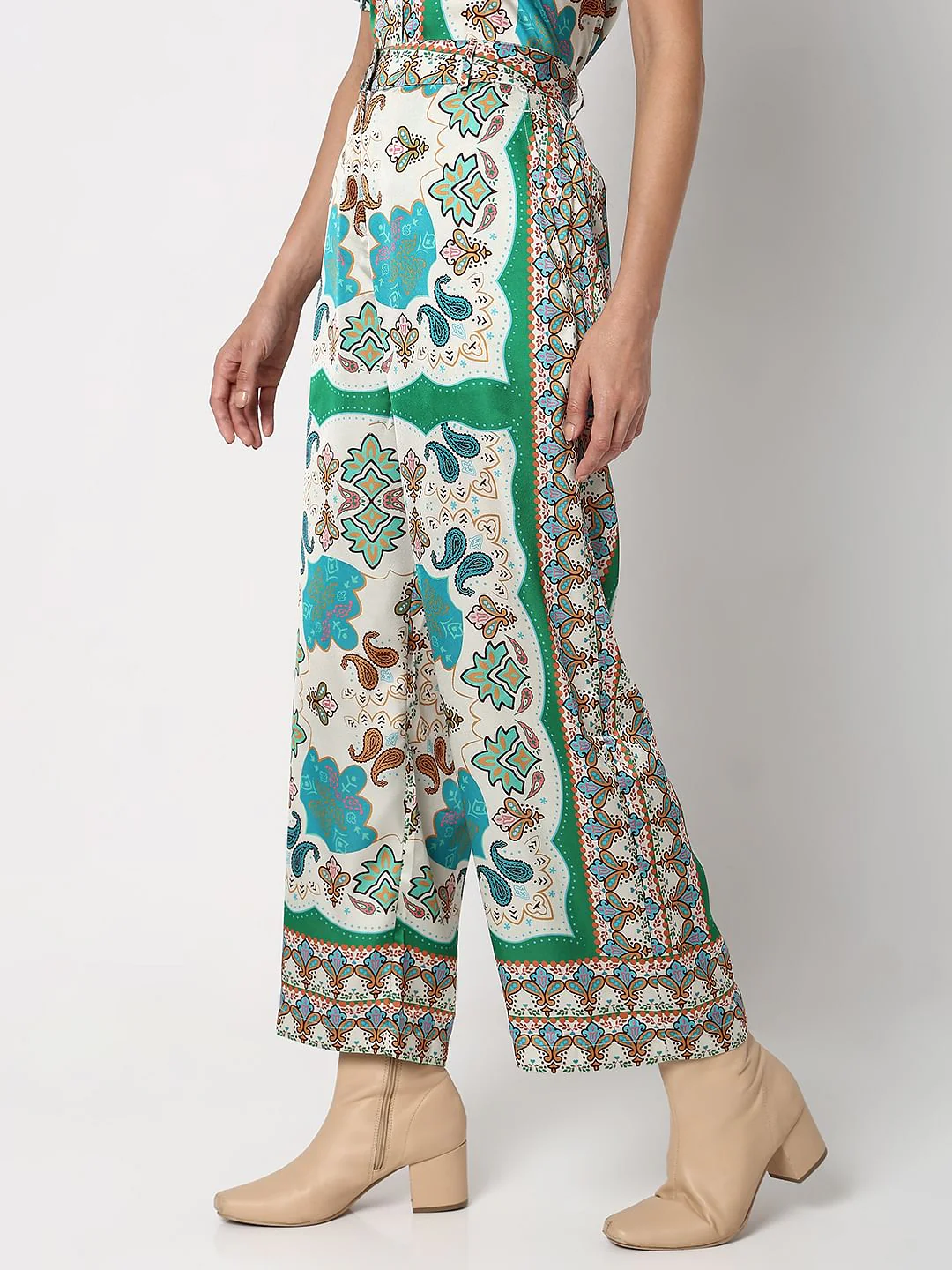 Blue High Rise Abstract Print Pants - Image 3