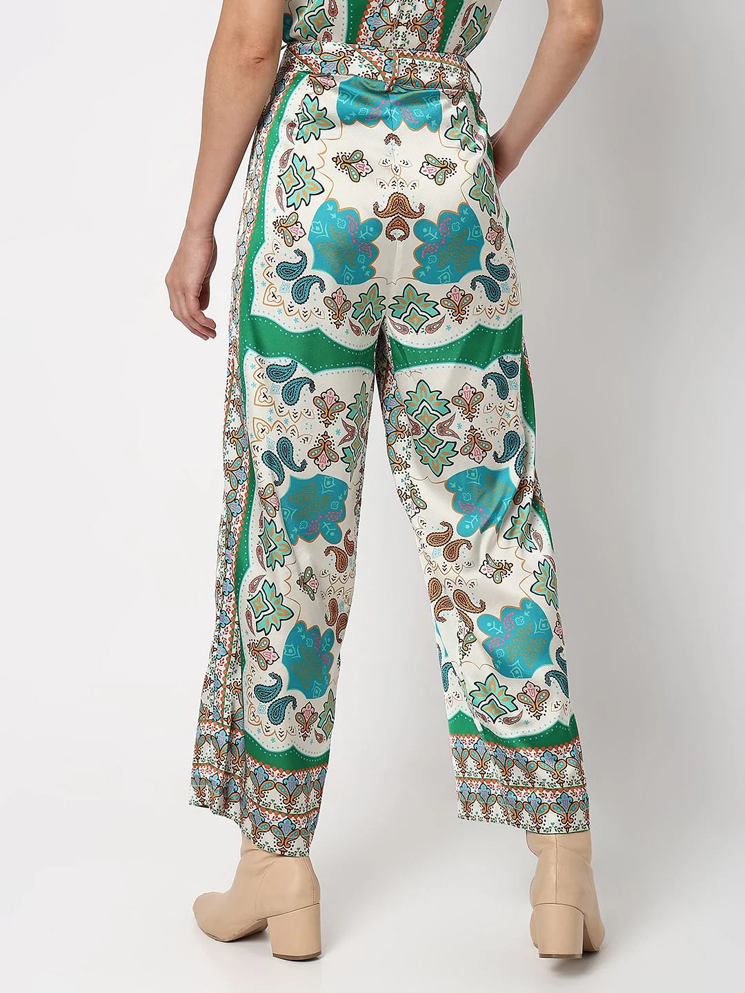 Blue High Rise Abstract Print Pants - Image 4