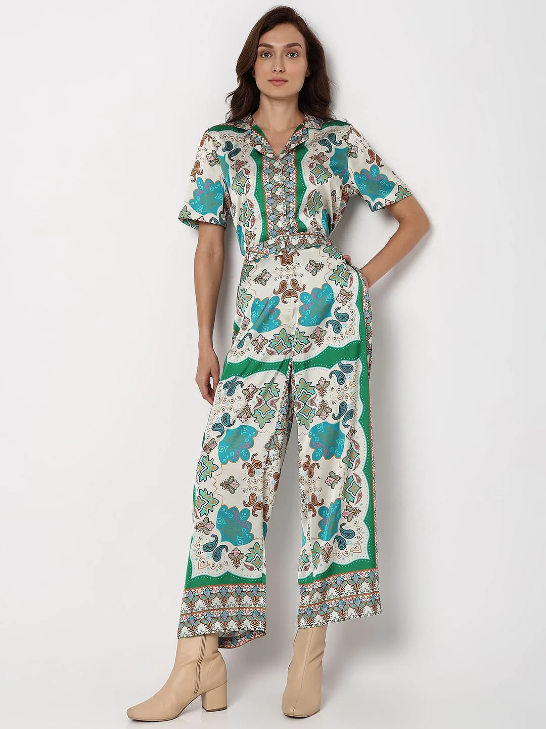Blue High Rise Abstract Print Pants - Image 5