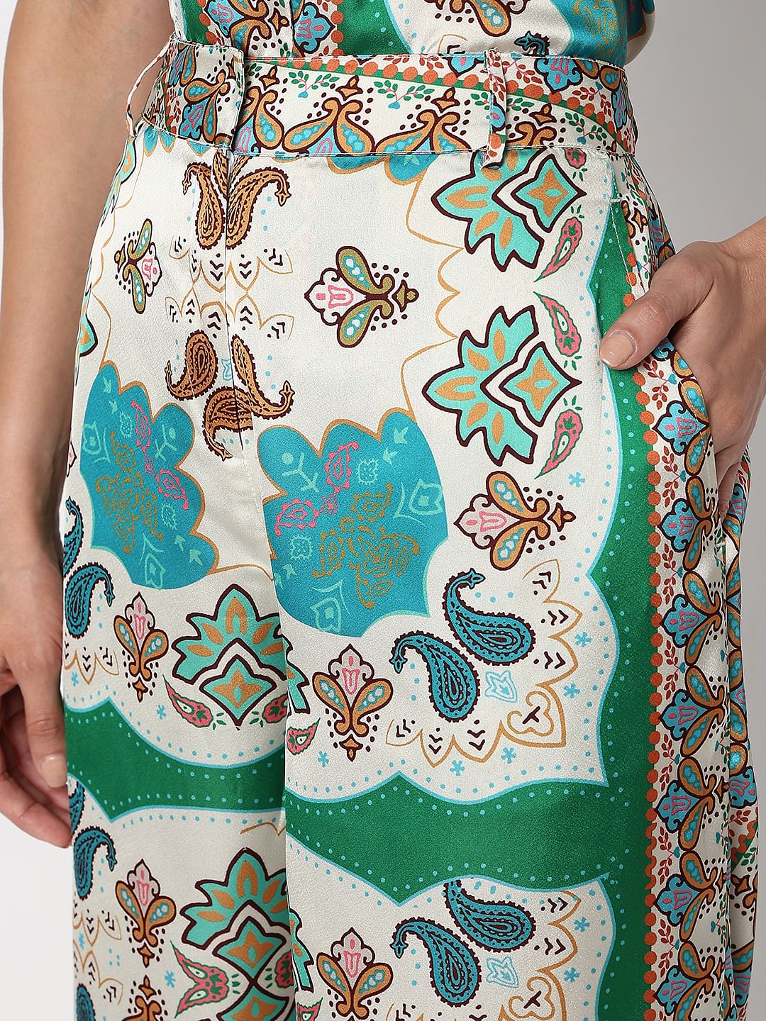 Blue High Rise Abstract Print Pants - Image 6