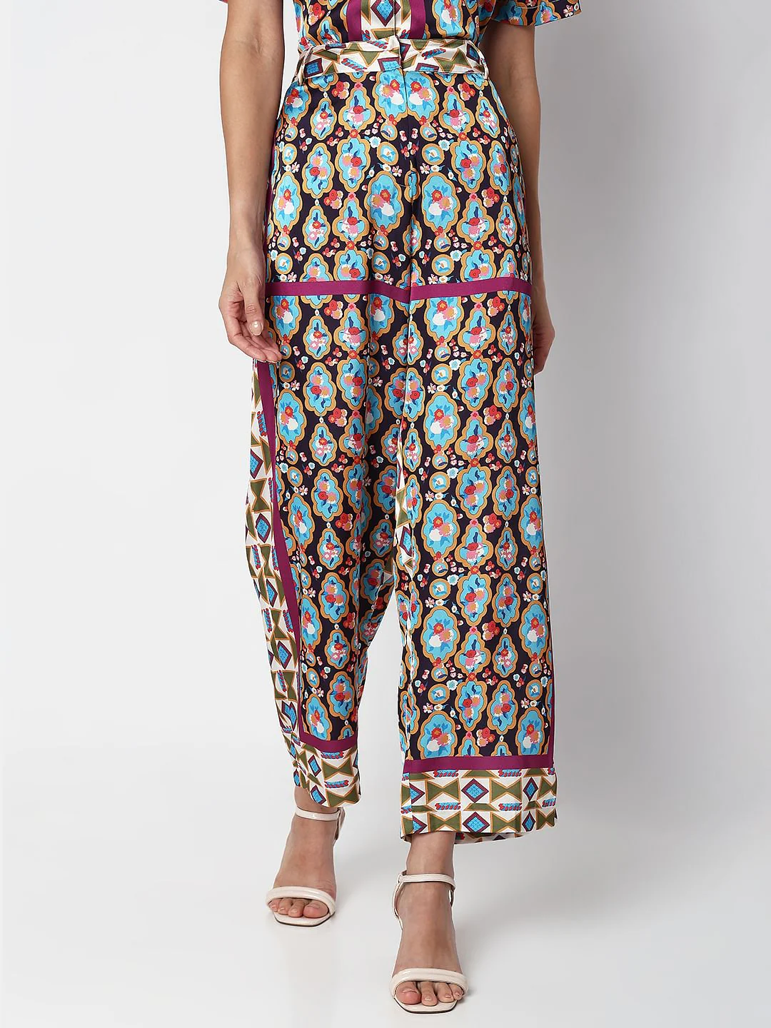 Purple High Rise Abstract Print Pants - Image 2