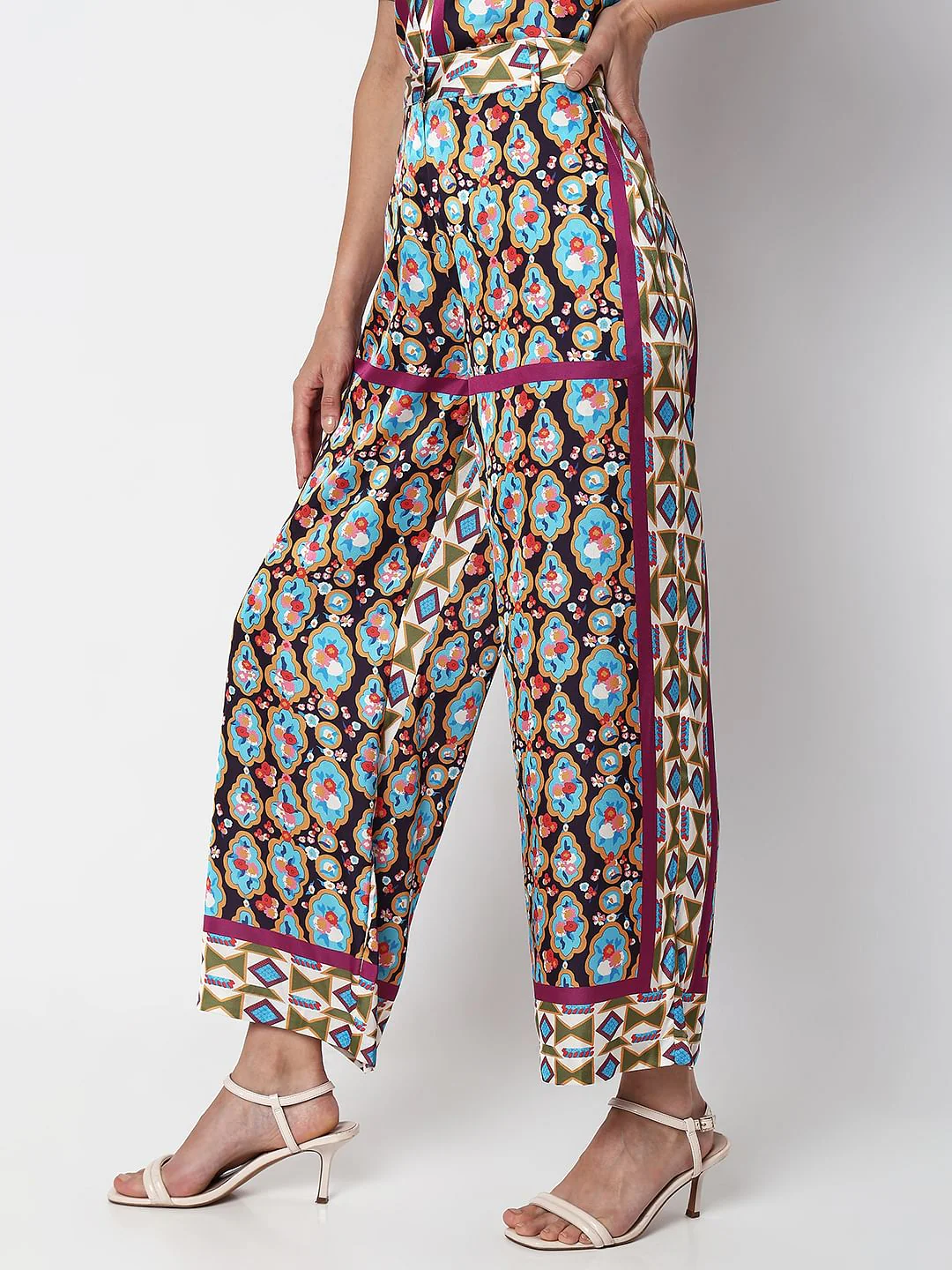 Purple High Rise Abstract Print Pants - Image 3