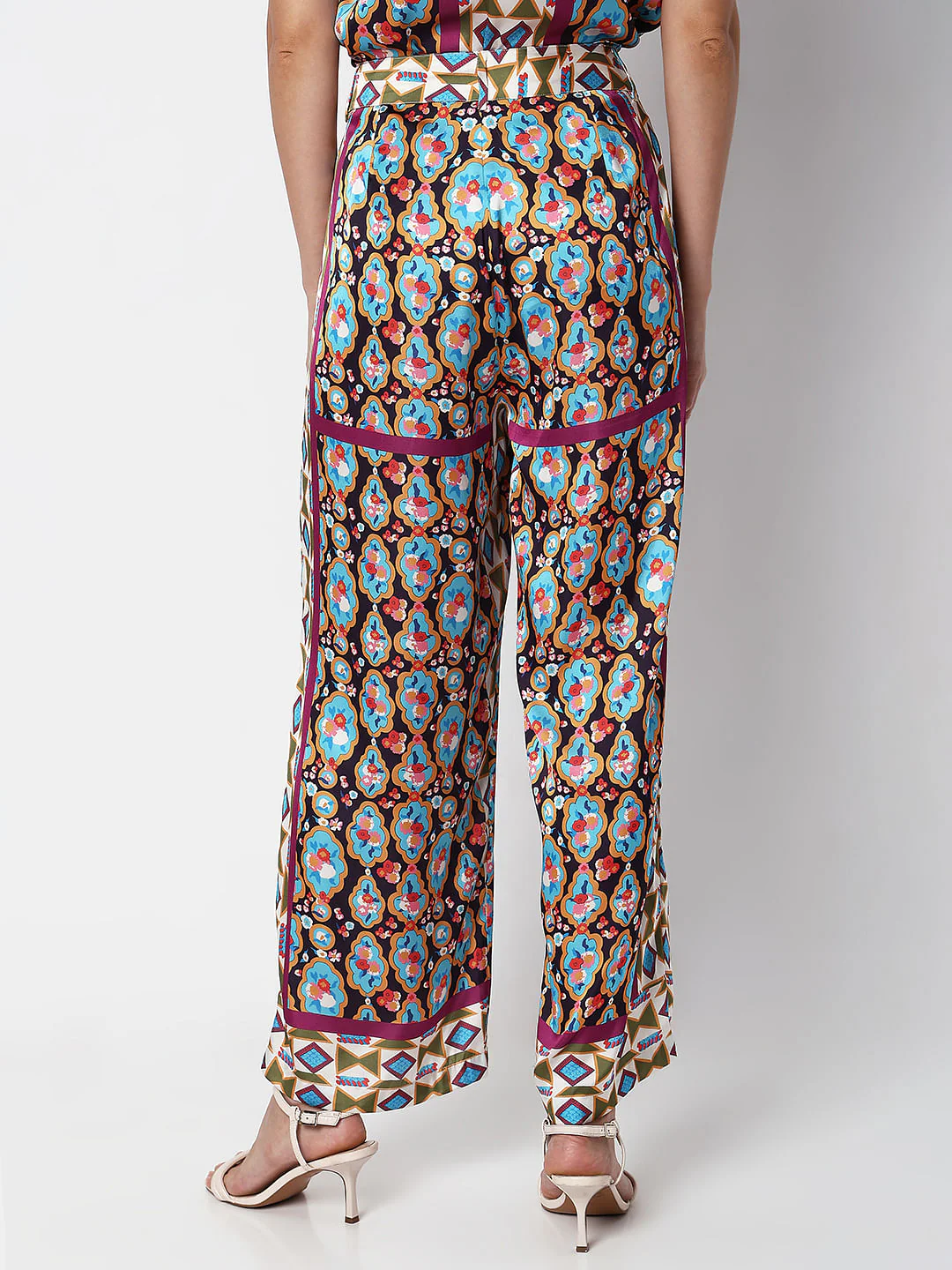 Purple High Rise Abstract Print Pants - Image 4