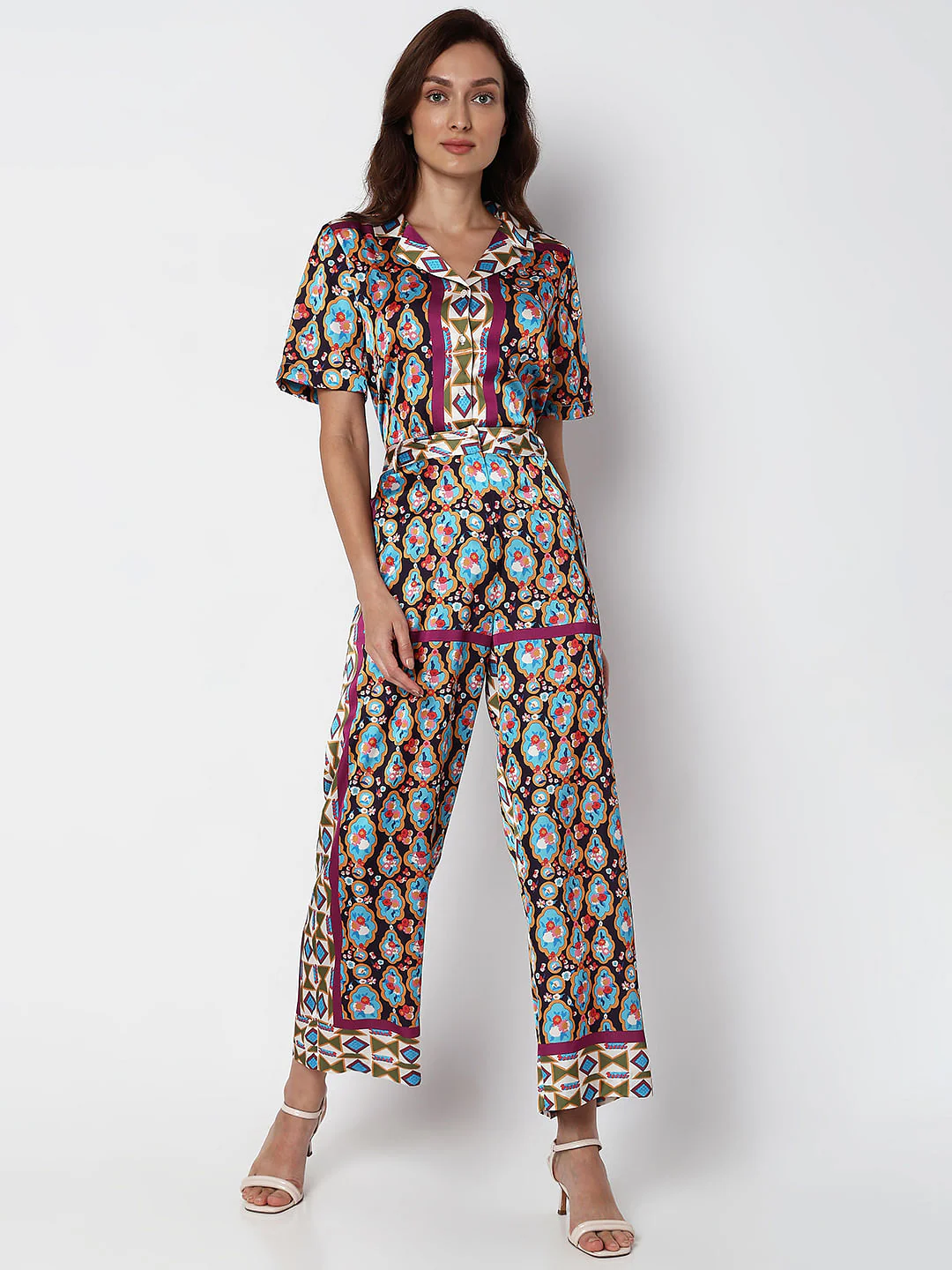Purple High Rise Abstract Print Pants - Image 5