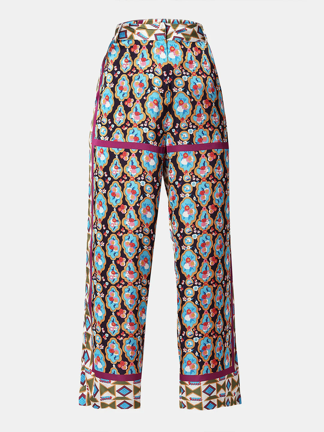 Purple High Rise Abstract Print Pants - Image 7