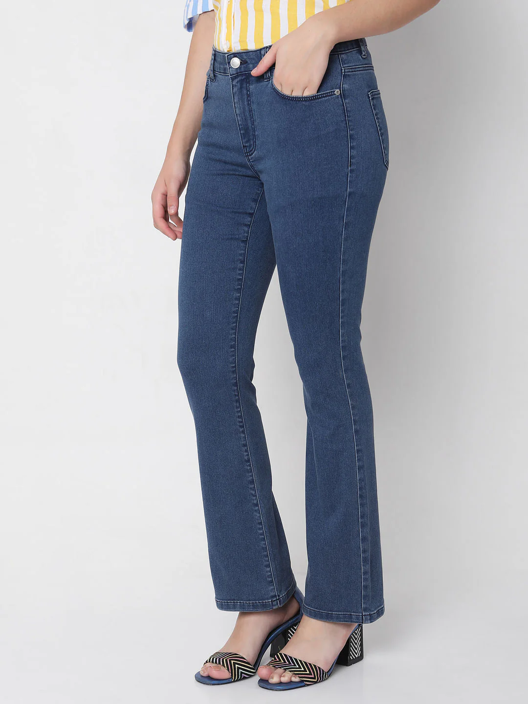 Blue Mid Rise Petra Bootcut Jeans - Image 3