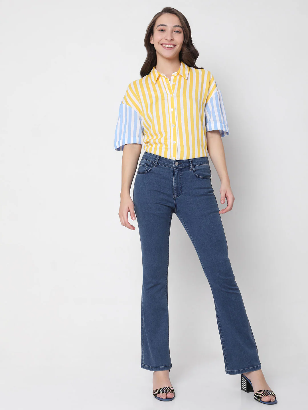 Blue Mid Rise Petra Bootcut Jeans - Image 6