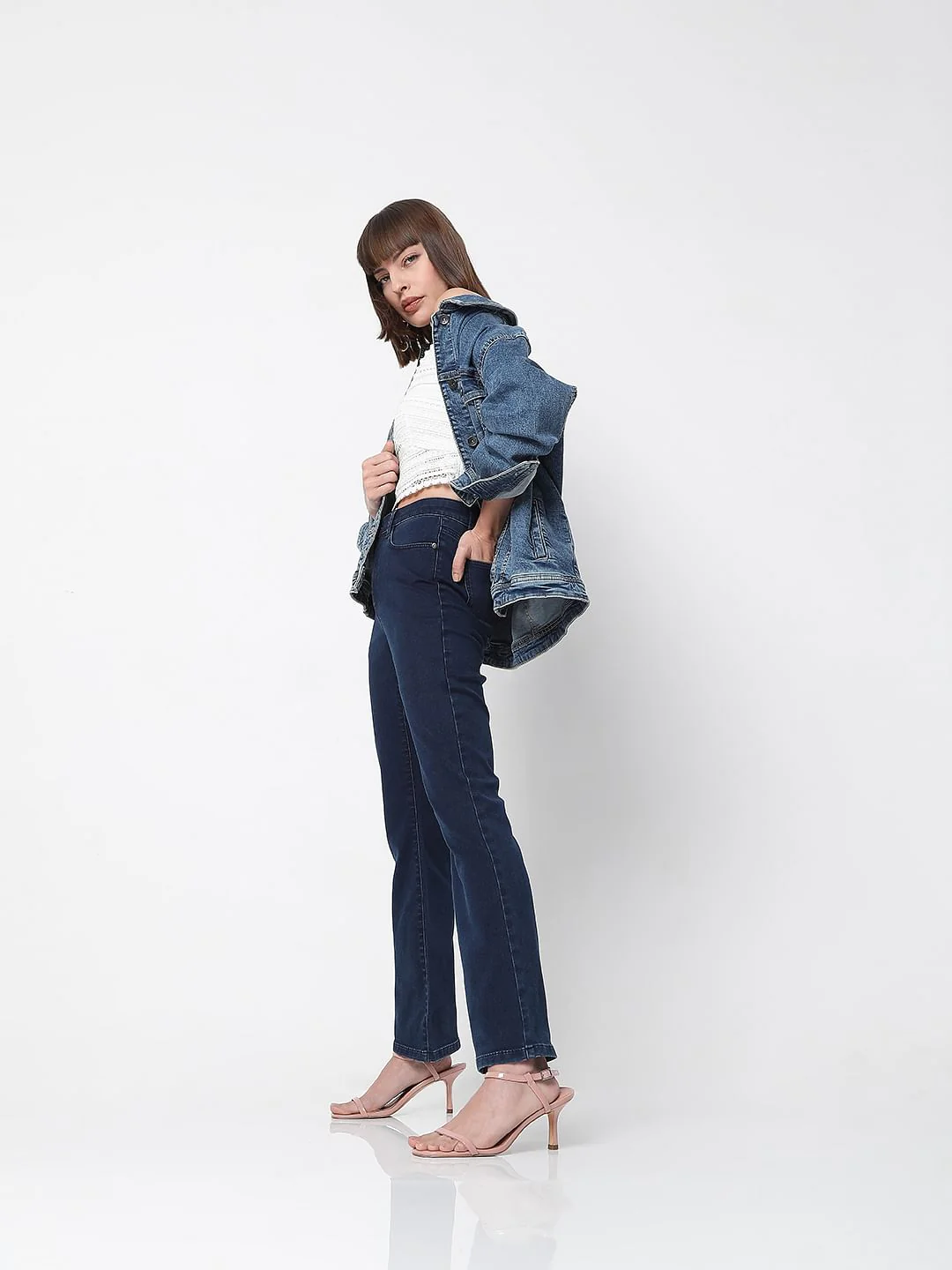 Dark Blue Mid Rise Petra Bootcut Jeans