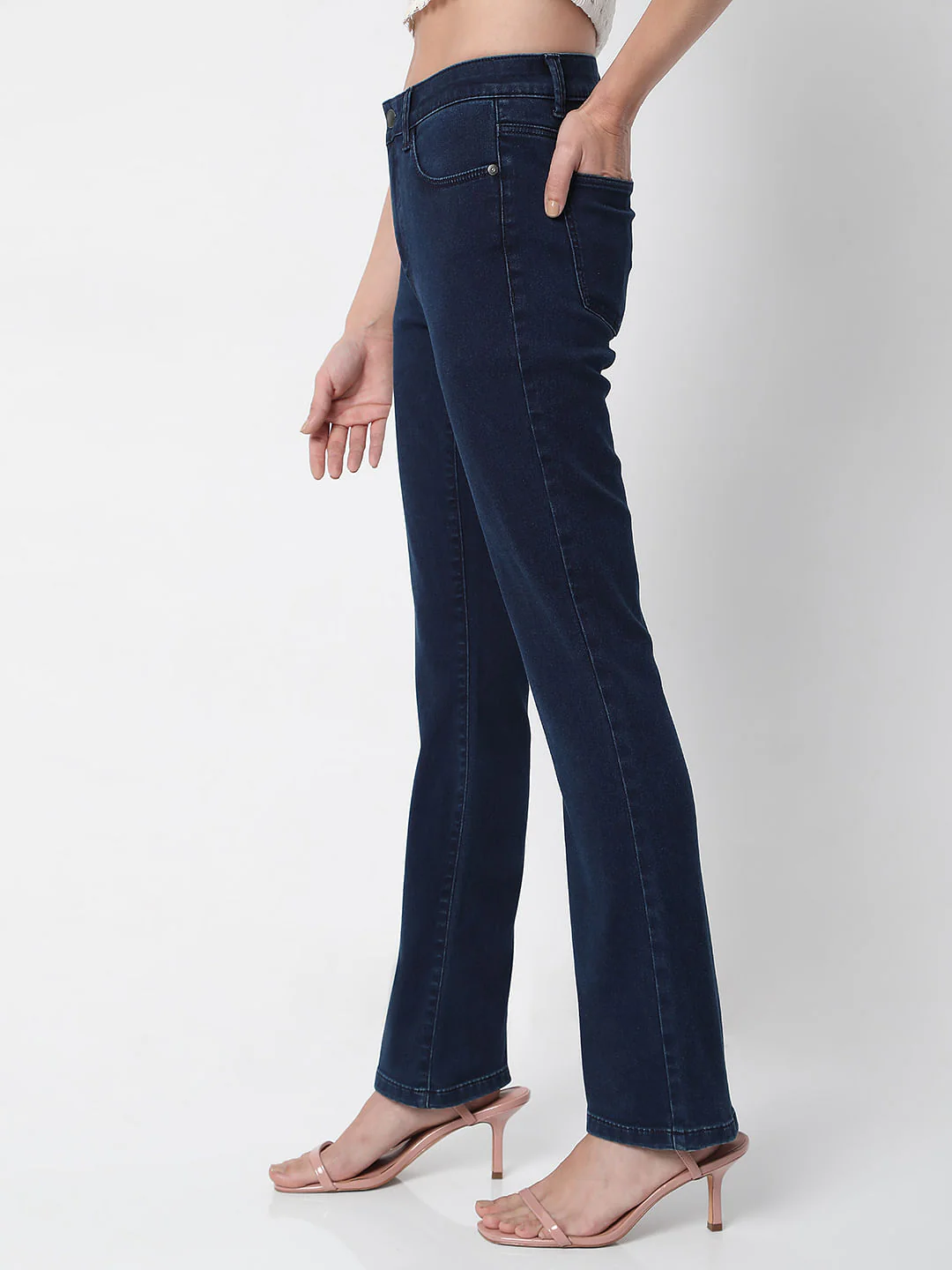 Dark Blue Mid Rise Petra Bootcut Jeans - Image 3