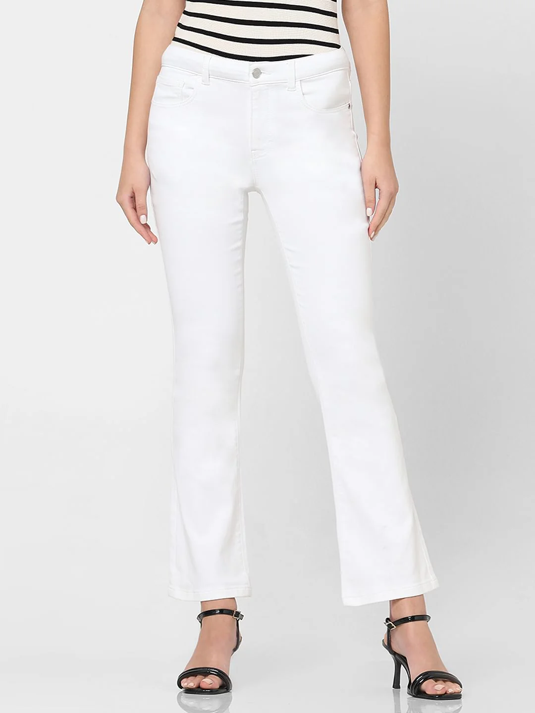 White Mid Rise Petra Bootcut Jeans - Image 2