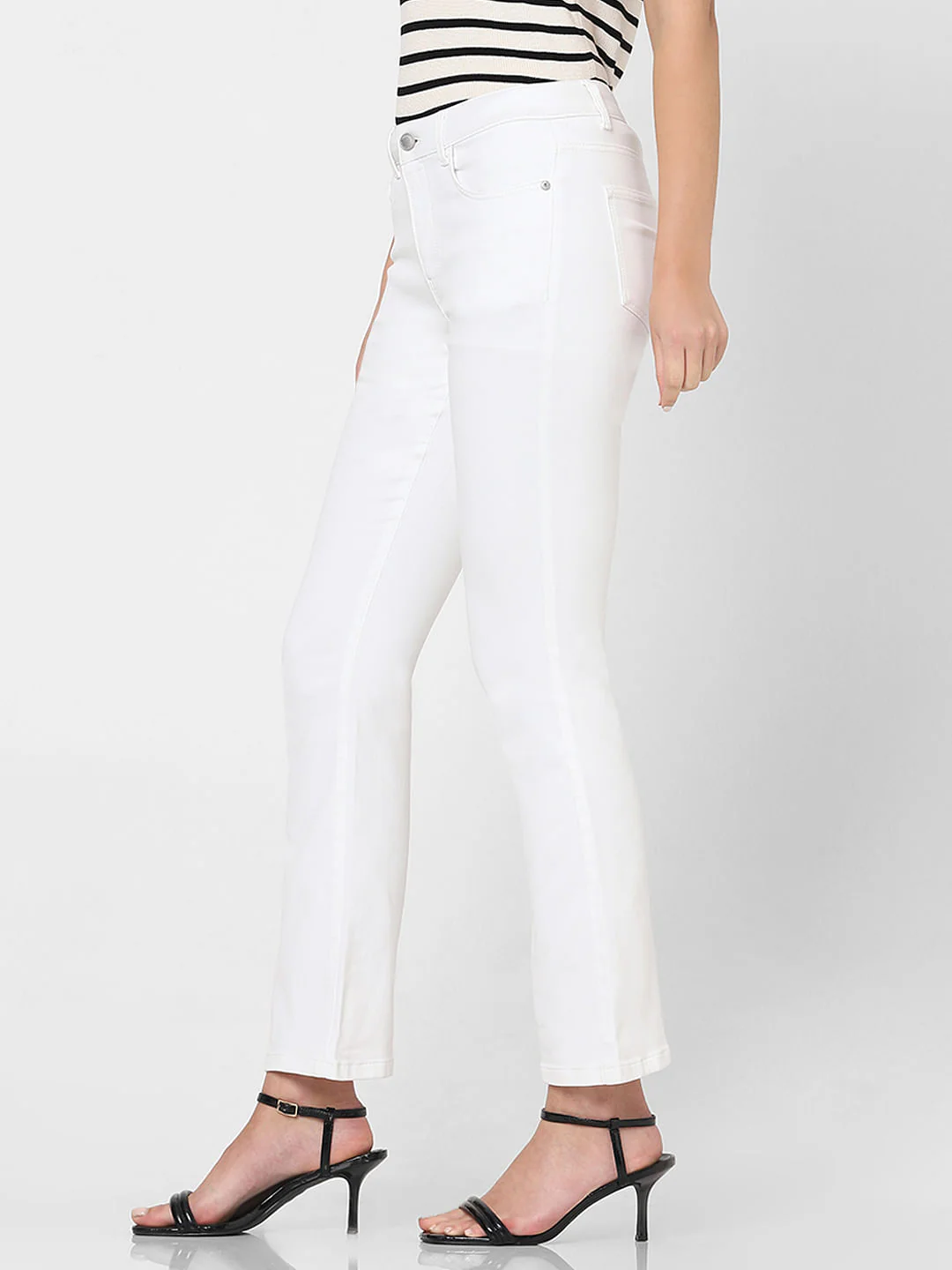 White Mid Rise Petra Bootcut Jeans - Image 3