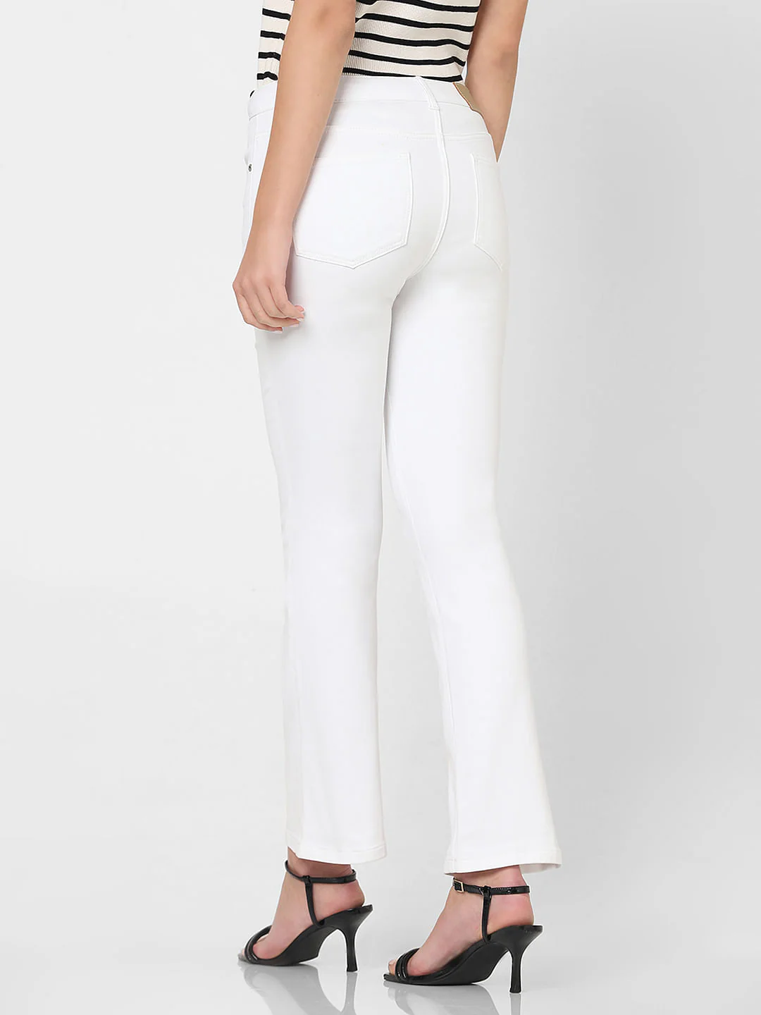White Mid Rise Petra Bootcut Jeans - Image 4