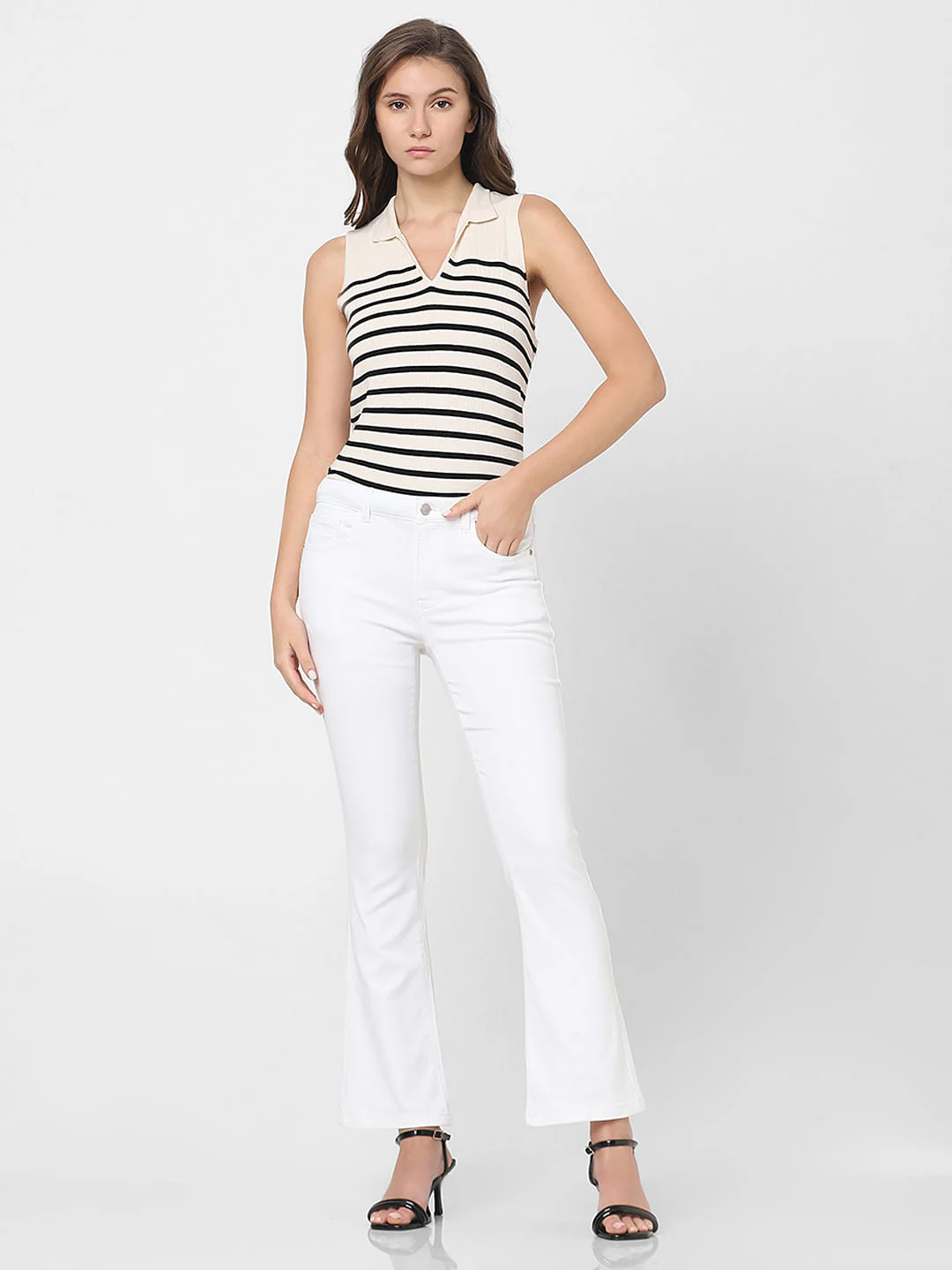 White Mid Rise Petra Bootcut Jeans - Image 5
