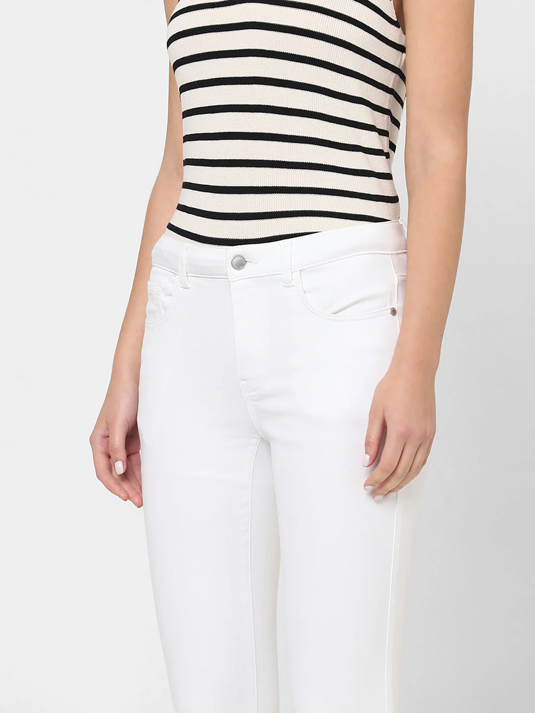 White Mid Rise Petra Bootcut Jeans - Image 6