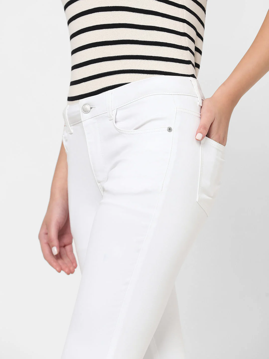 White Mid Rise Petra Bootcut Jeans - Image 8