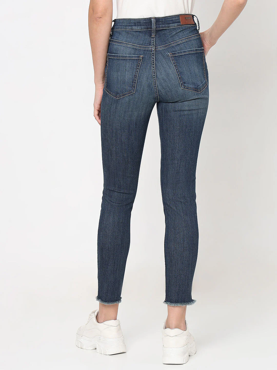 Blue Mid Rise Distressed Wendy Skinny Jeans - Image 4