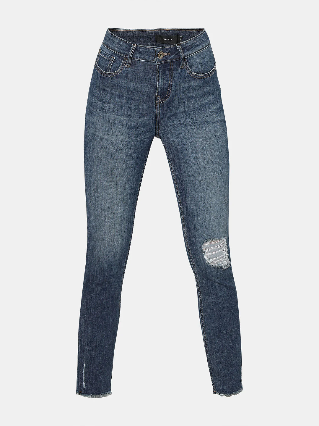 Blue Mid Rise Distressed Wendy Skinny Jeans - Image 7