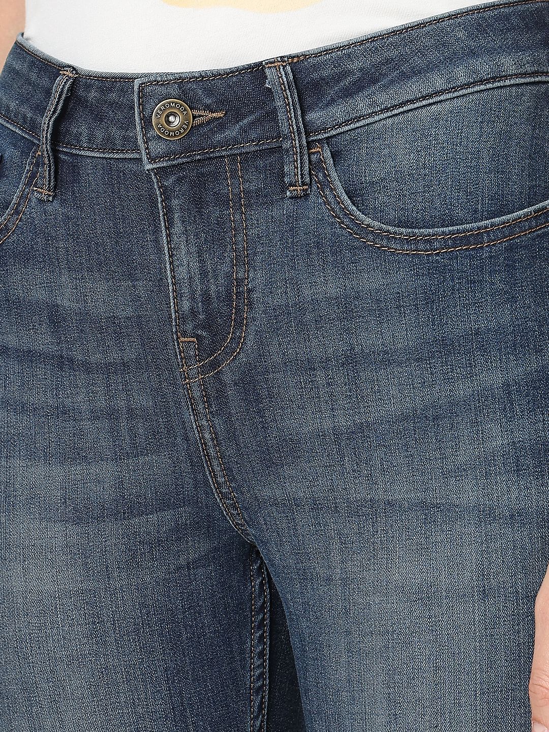 Blue Mid Rise Distressed Wendy Skinny Jeans - Image 8