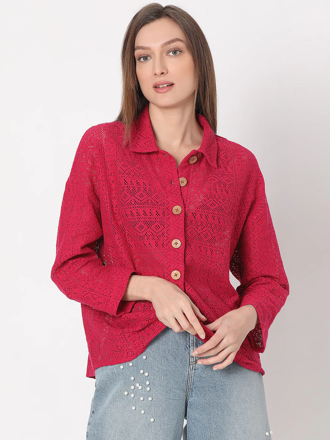 Red Embroidered Shirt - Image 2