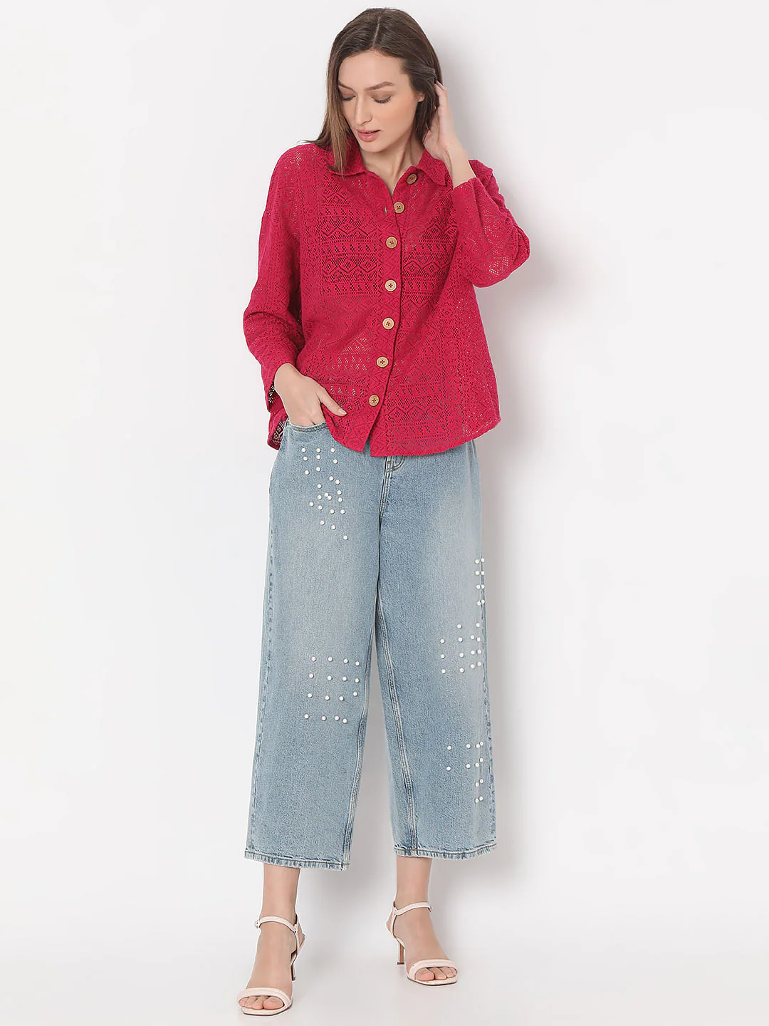Red Embroidered Shirt - Image 5