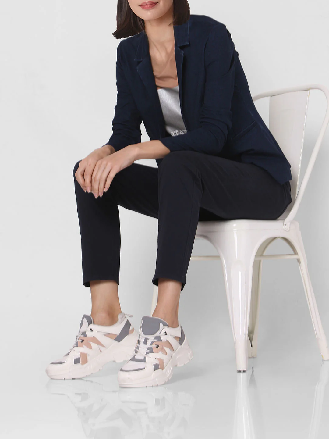Blue Mid Rise Slim Fit Chinos - Image 2