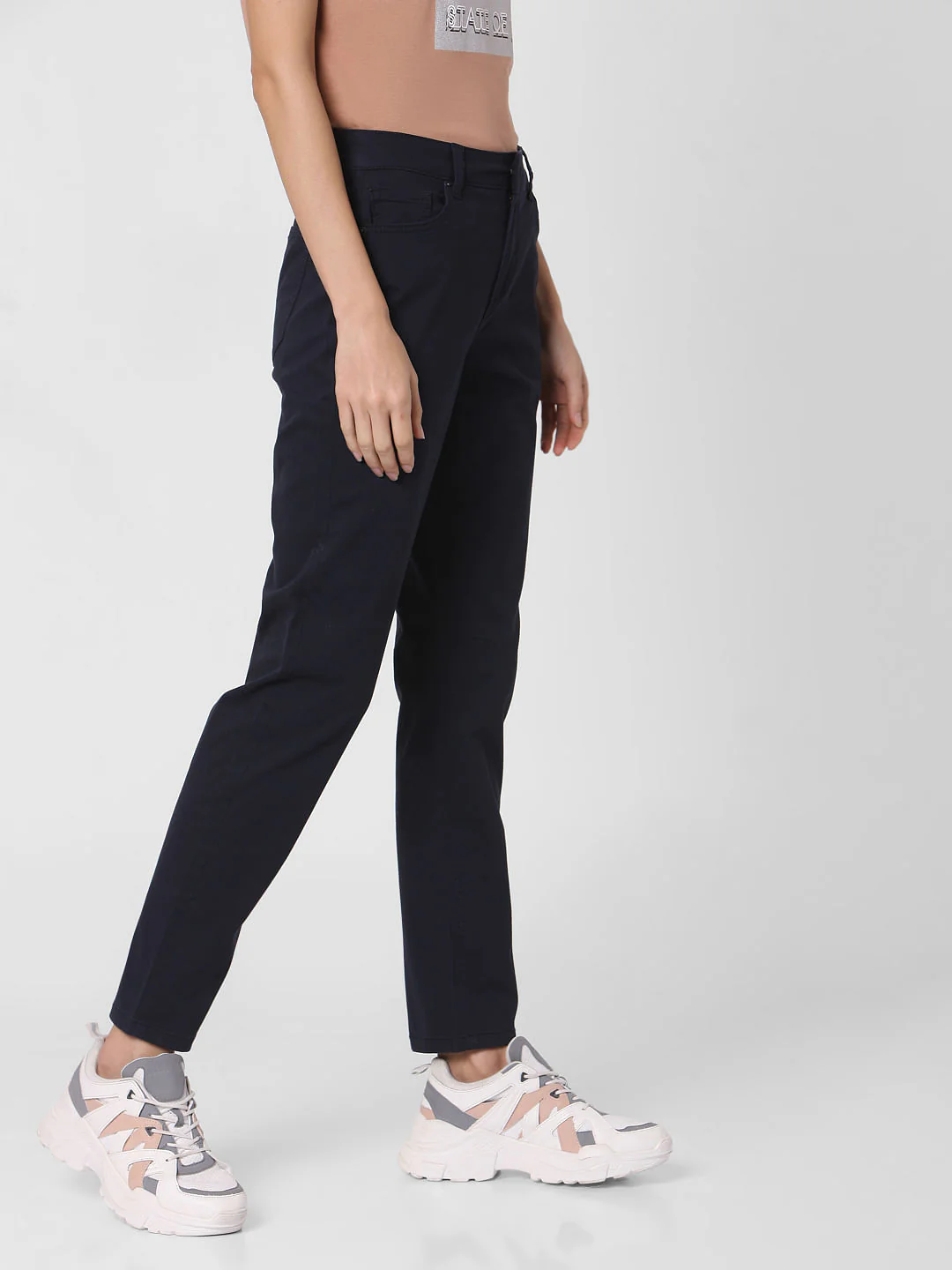 Blue Mid Rise Slim Fit Chinos - Image 3